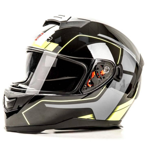 Шлем мото интеграл HIZER (Хайзер) J5318 (XL) #1 black/yellow (2 визора)